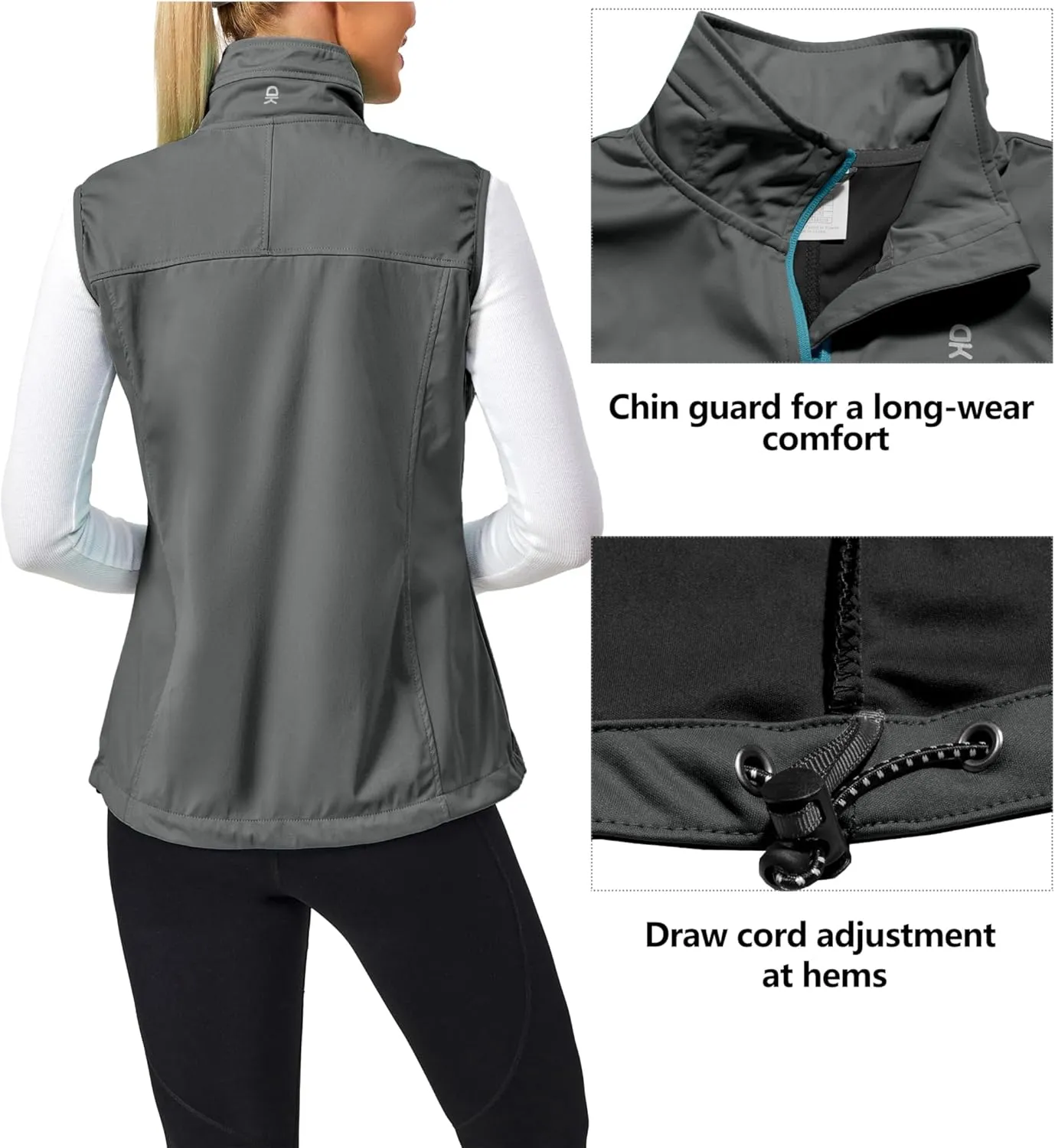 Little Donkey Andy Women's Lightweight Windproof Softshell Vest for Golf Tennis Running Cycling