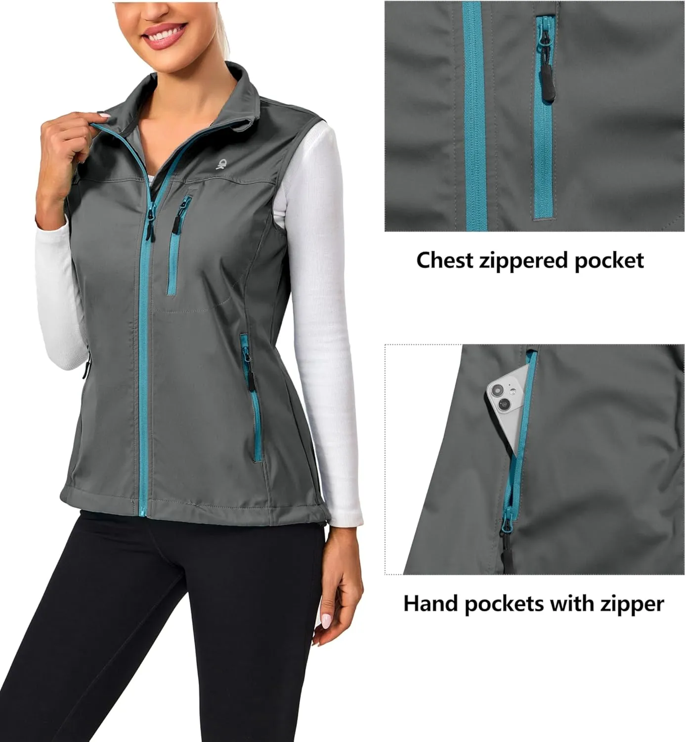 Little Donkey Andy Women's Lightweight Windproof Softshell Vest for Golf Tennis Running Cycling