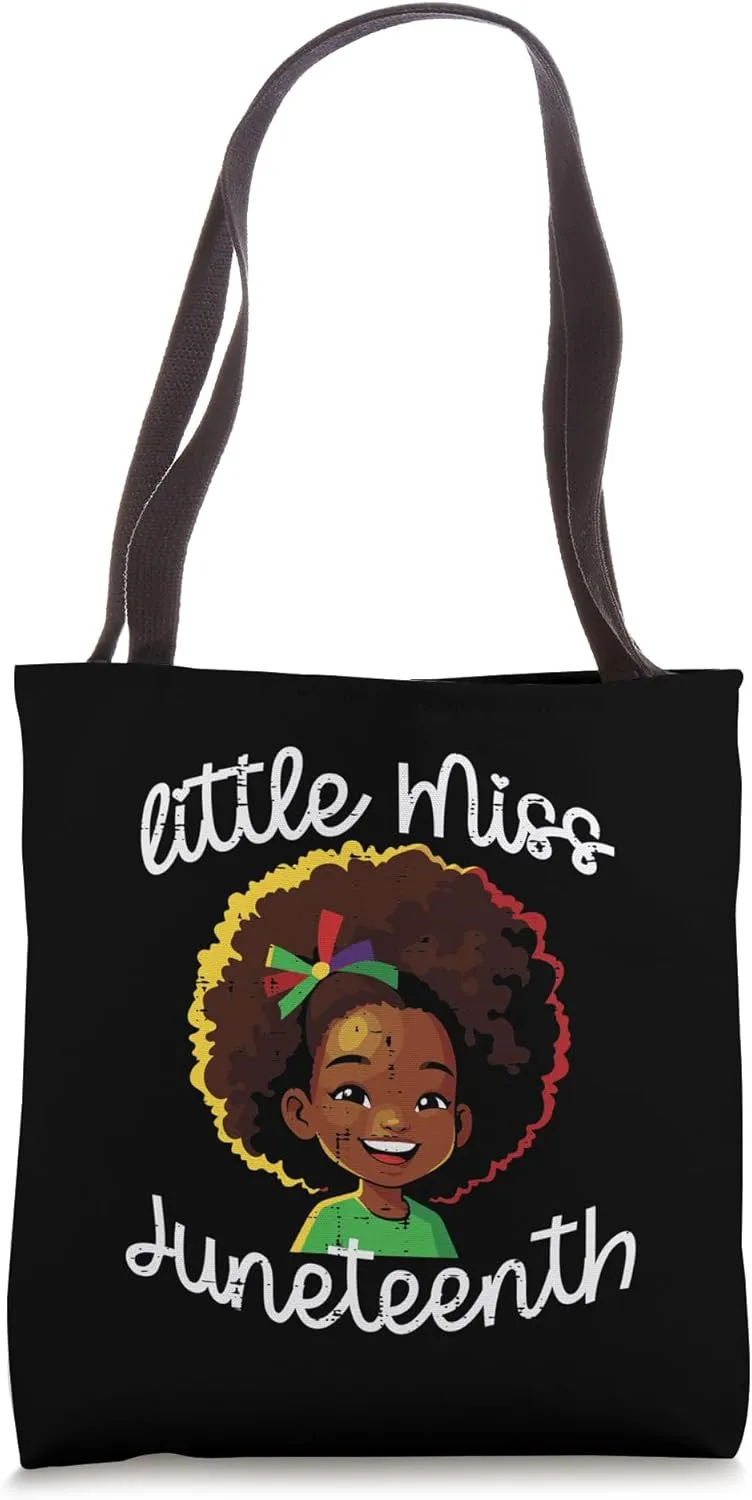 Little Miss Juneteenth Black African Girls Kids Tote Bag