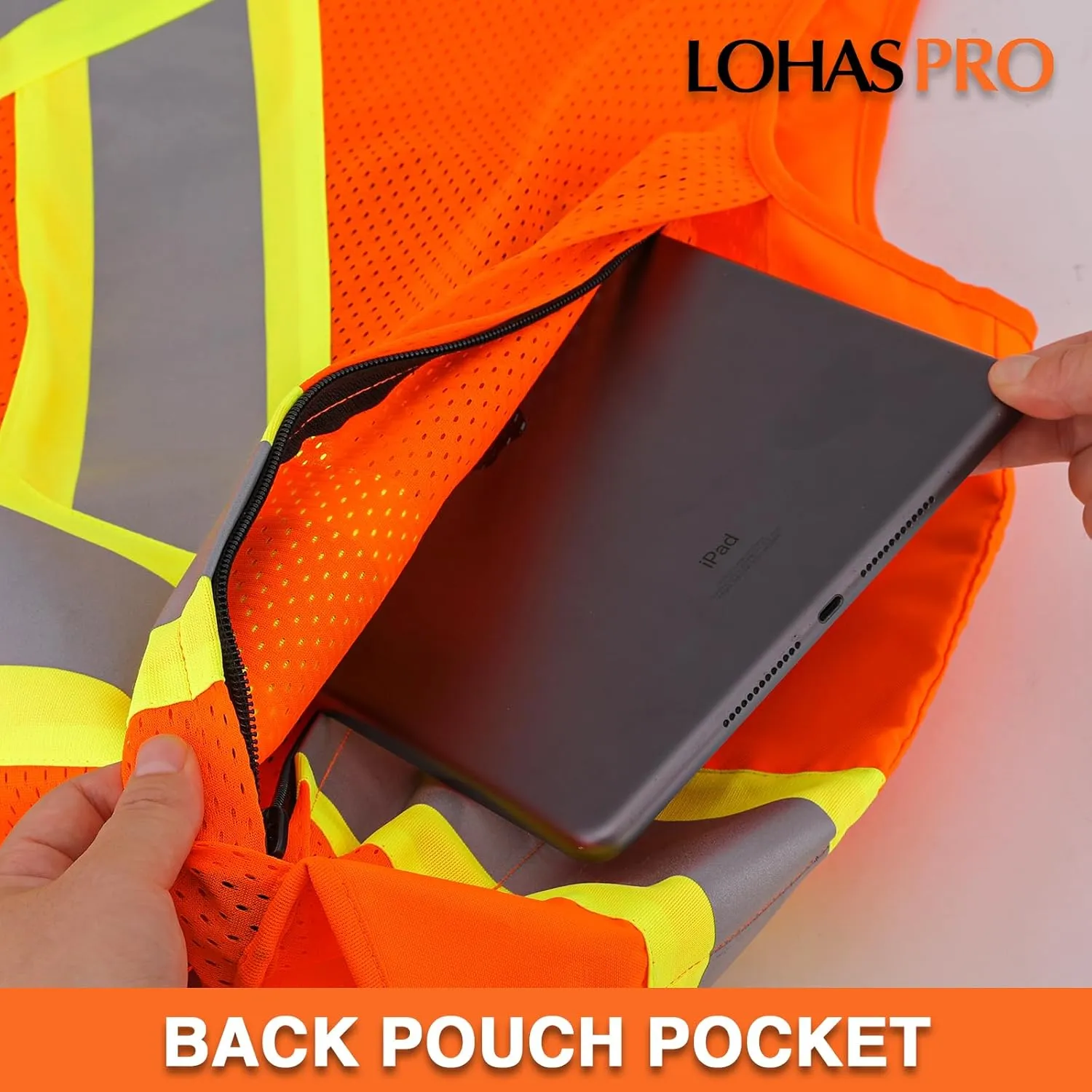 LOHASPRO Surveyor Safety Vest Reflective for Men High Visibility Class 2 Heavy Duty Safety Vests with Pockets and Zipper