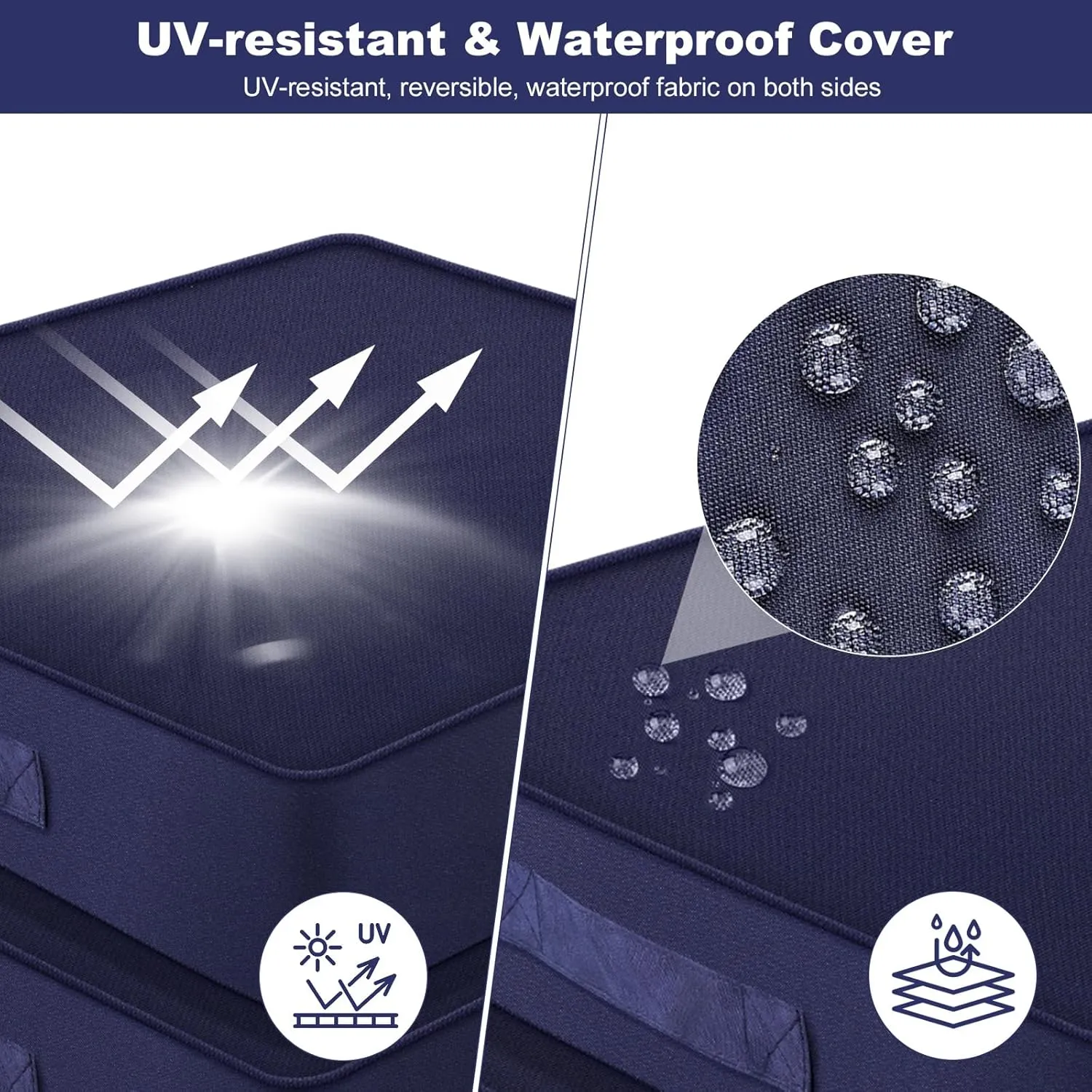 LOKHOM Outdoor Chair Cushions Set of 2，19" x 19" x 4" Waterproof Outdoor Seat Cushions for Patio Furniture, Soft Square Corner Sofa Outdoor Cushions with Handle & Adjustable Straps(Navy Blue)