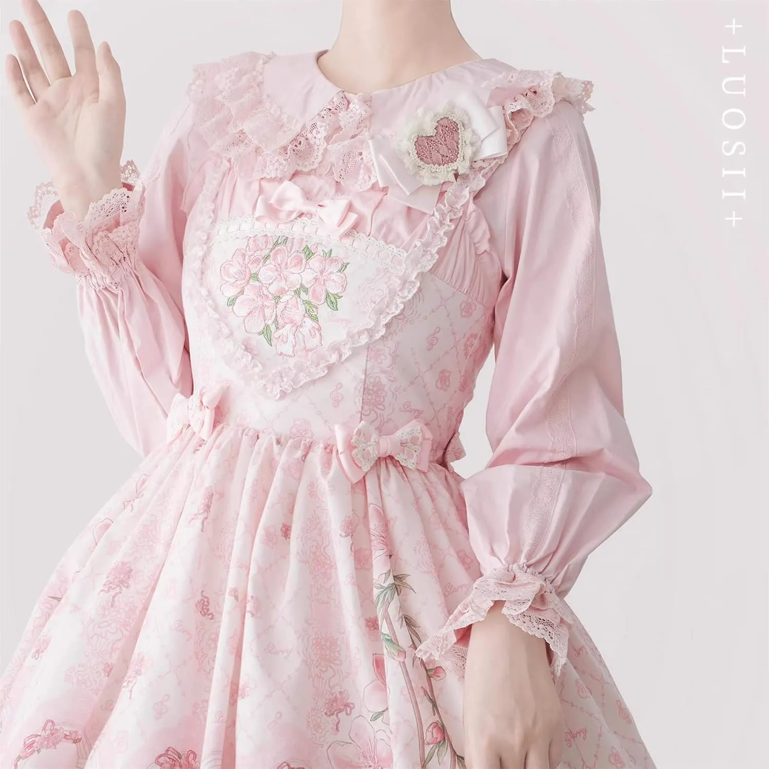 Lolita Long Sleeve Blouses Women Peter Pan Collar Victorian Shirt Vintage Lace Dressy Frilly Tops Trendy Spring