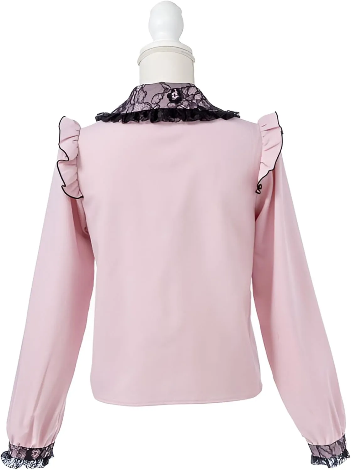 Lolita Peter Pan Collar Victorian Blouse Women Lace Long Sleeve Shirt Gothic Kawaii Vintage Ruffle Bow Top