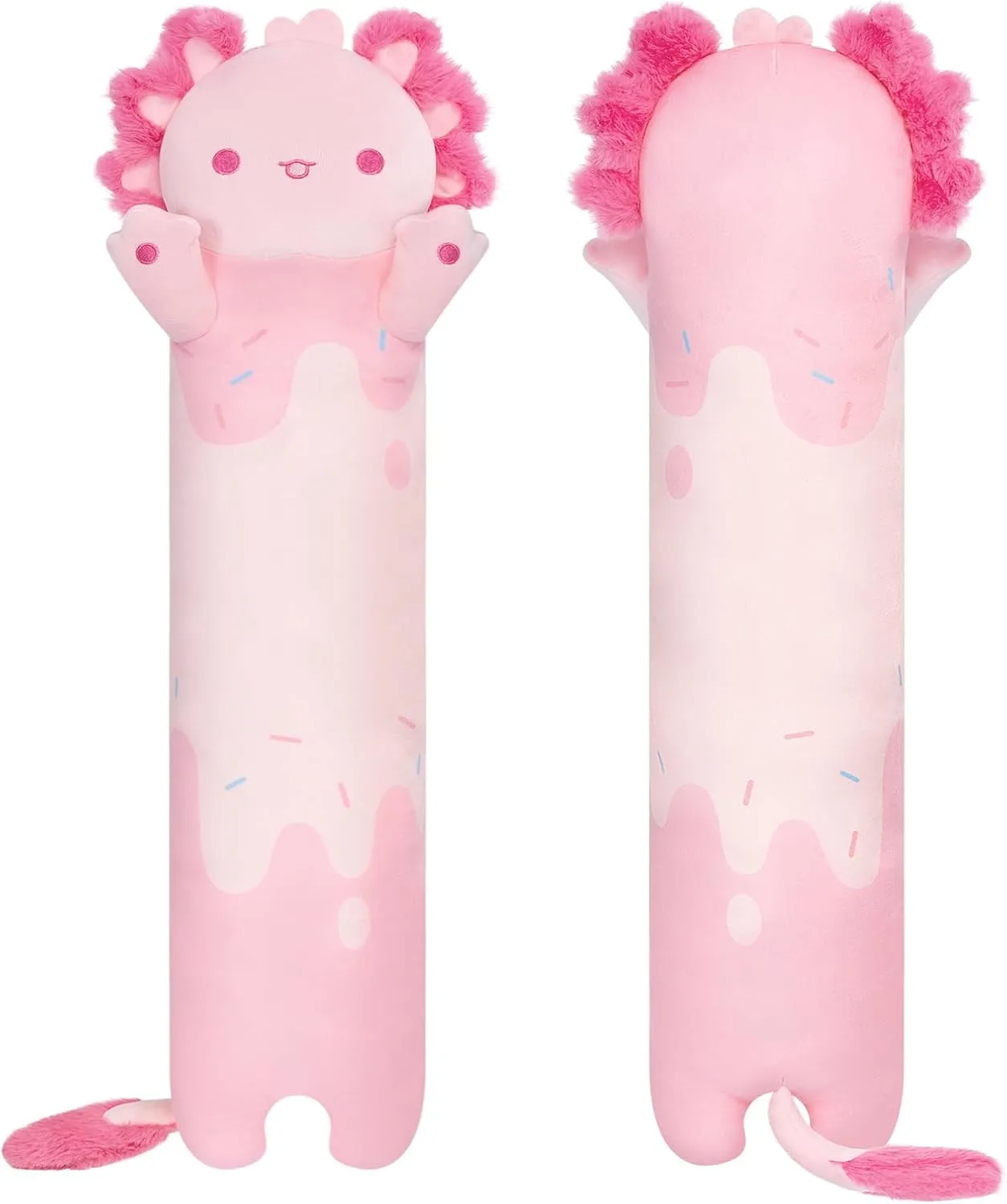 Long Axolotl Plush 5 Sizes, 120% Extra Filling Giant Plushness Kids Body Pillow, Kawaii Cute Pink Axolotl Stuffed Animals Plushies, Big Long Body Pillow Cat Plush Gift for Girls 20”
