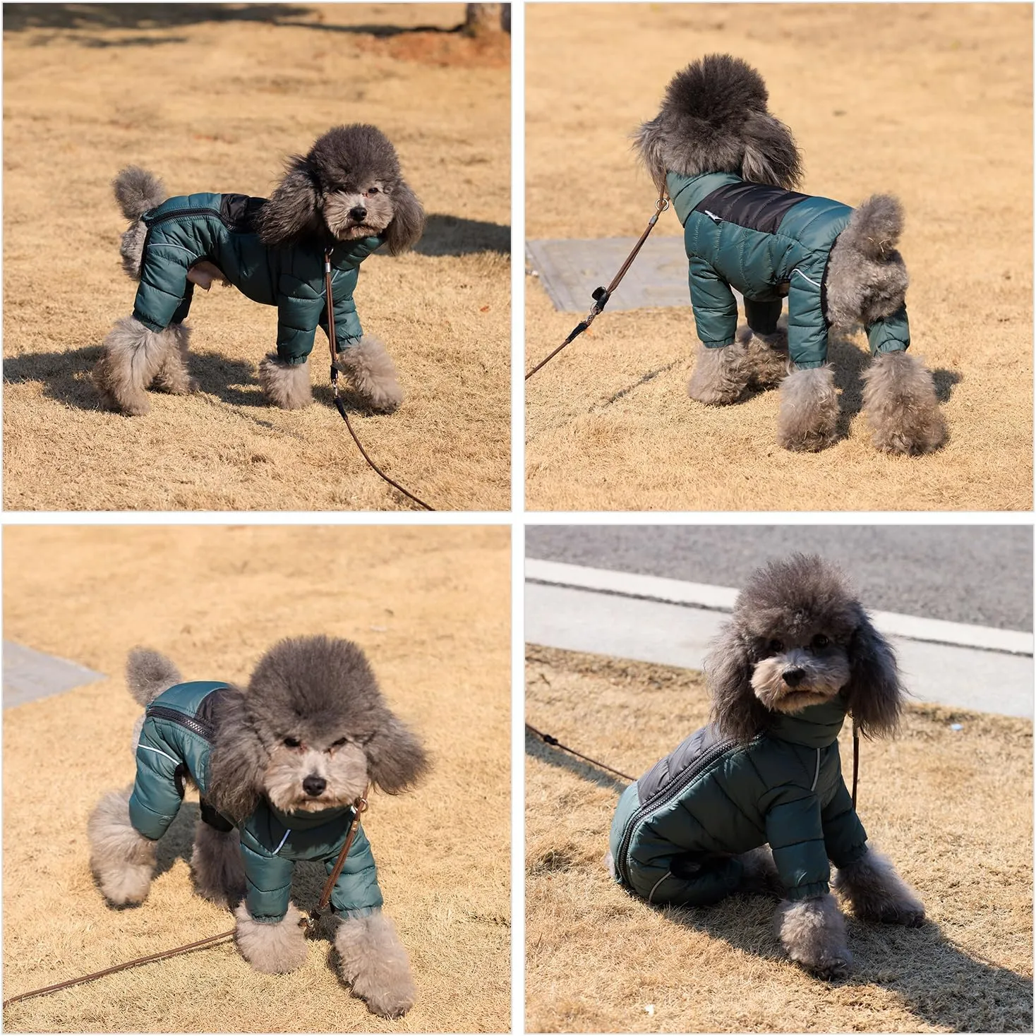 Lovelonglong Dog Coat Dog Warm Jacket, 4 Legs Covered Waterproof Windproof Reflective Warm Dog Vest, Zippered Adjustable Outdoor Dog Snow Jacket for Small Medium Large Dogs ArmyGreen XL