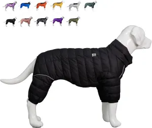 Lovelonglong Dog Coat Dog Warm Jacket, 4 Legs Covered Waterproof Windproof Reflective Warm Dog Vest, Zippered Adjustable Outdoor Dog Snow Jacket for Small Medium Large Dogs Black XL