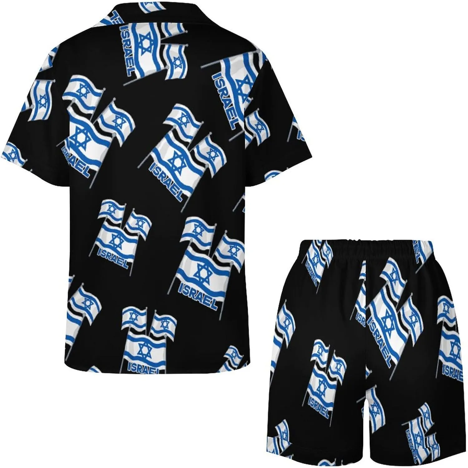 Lsrael Flags Women's Satin Pajama Set Short Sleeve Button Down Sleepwear Loungewear Pj Set