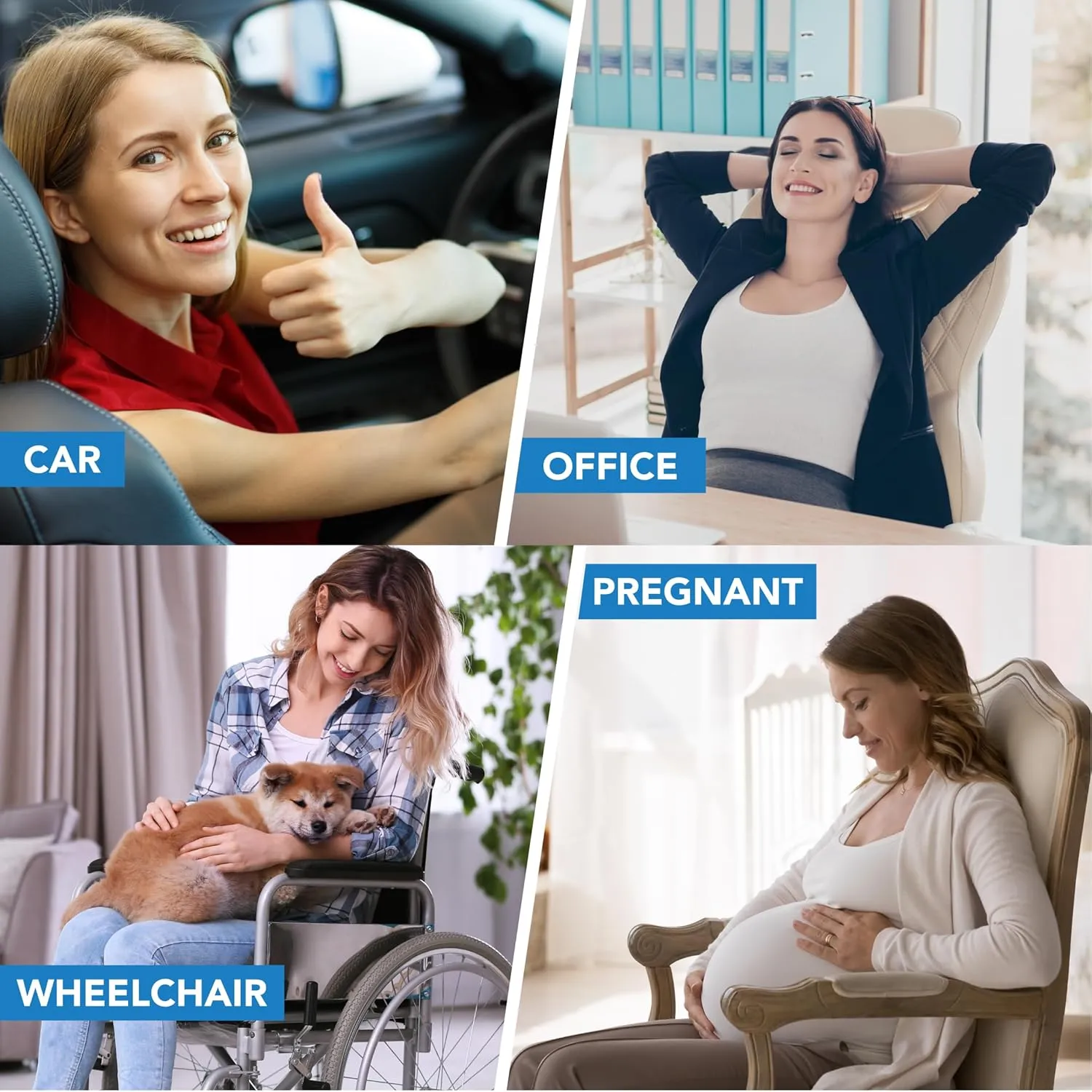 Lumbar Support Pillow for Car, Memory Foam Lumbar Pillow for Lower Back Pain Relief - Back Cushion for Driving, Chair Support for Car-Office Chair, Wheelchair - Classic Brown