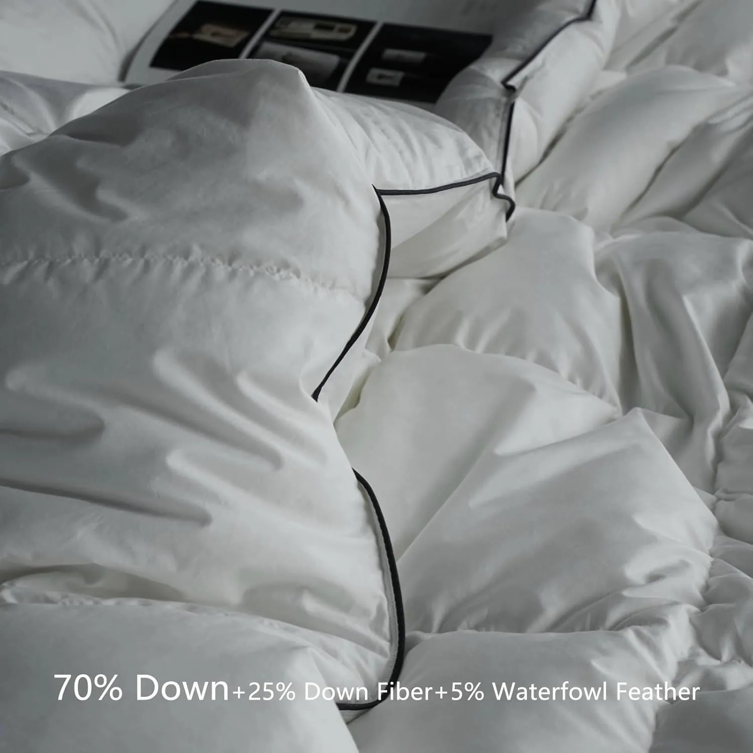 Luxury Down Fiber Comforter Twin Size - High Fill Power Medium Warmth for All Season Duvet Insert - Light Weight, White (68" x 90")