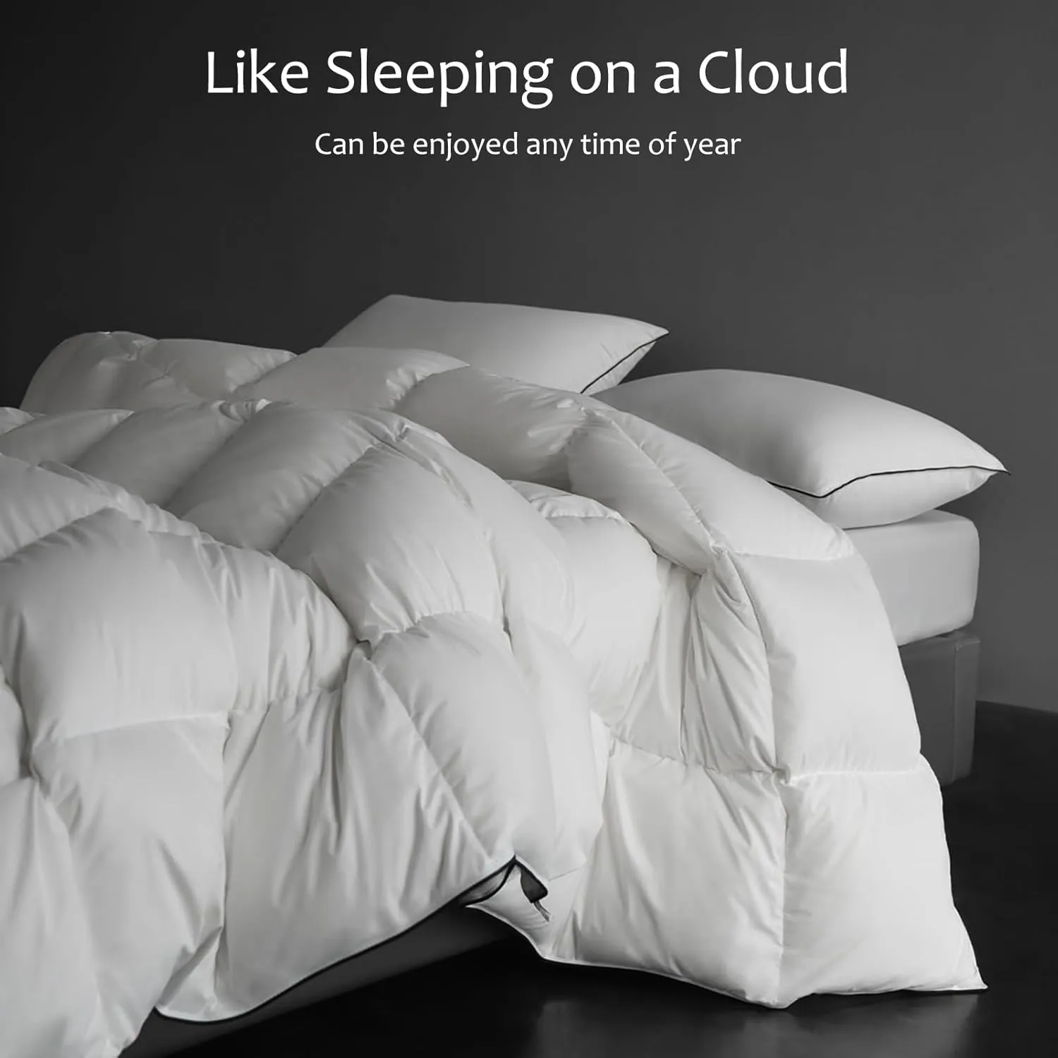 Luxury Down Fiber Comforter Twin Size - High Fill Power Medium Warmth for All Season Duvet Insert - Light Weight, White (68" x 90")