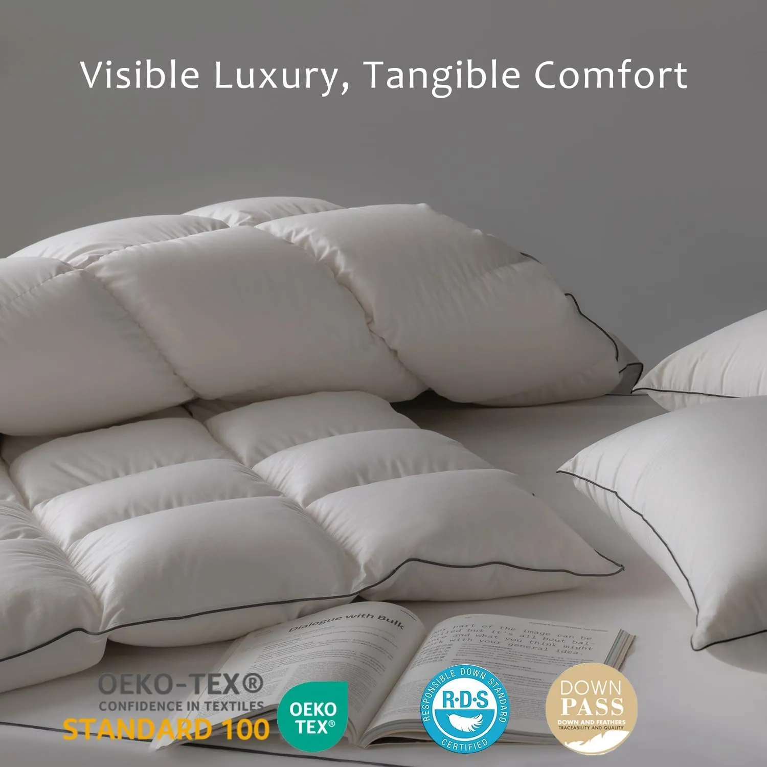 Luxury Down Fiber Comforter Twin Size - High Fill Power Medium Warmth for All Season Duvet Insert - Light Weight, White (68" x 90")