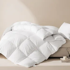 Luxury Goose Feathers Down Comforter Oversized King Size,All Season Fluffy Duvet Insert,750 Fill Power Hotel Quality Bed Comforter with 8 Tabs(White,120x98 inches)