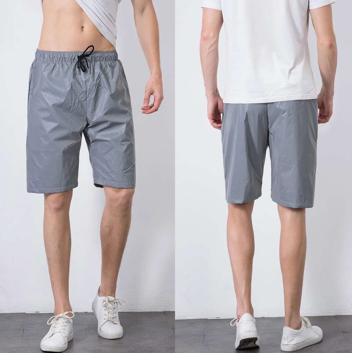 LZLRUN Reflective Shorts Pants Men Fluorescent Trousers Casual Night Jogger
