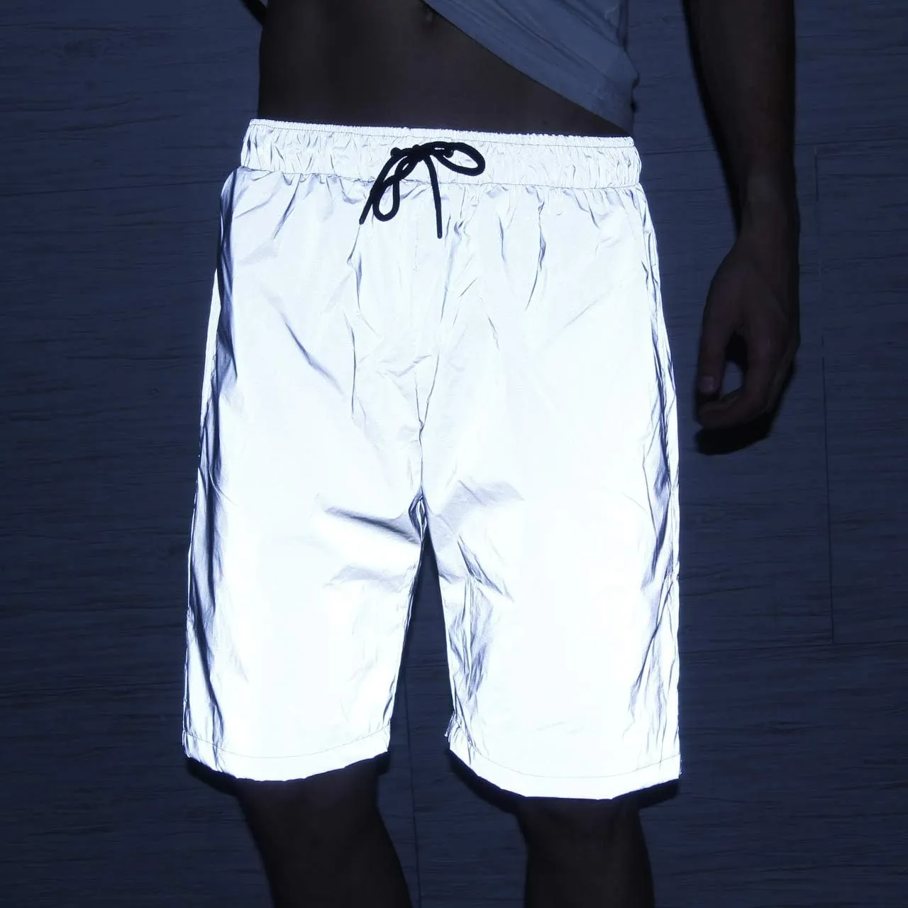 LZLRUN Reflective Shorts Pants Men Fluorescent Trousers Casual Night Jogger
