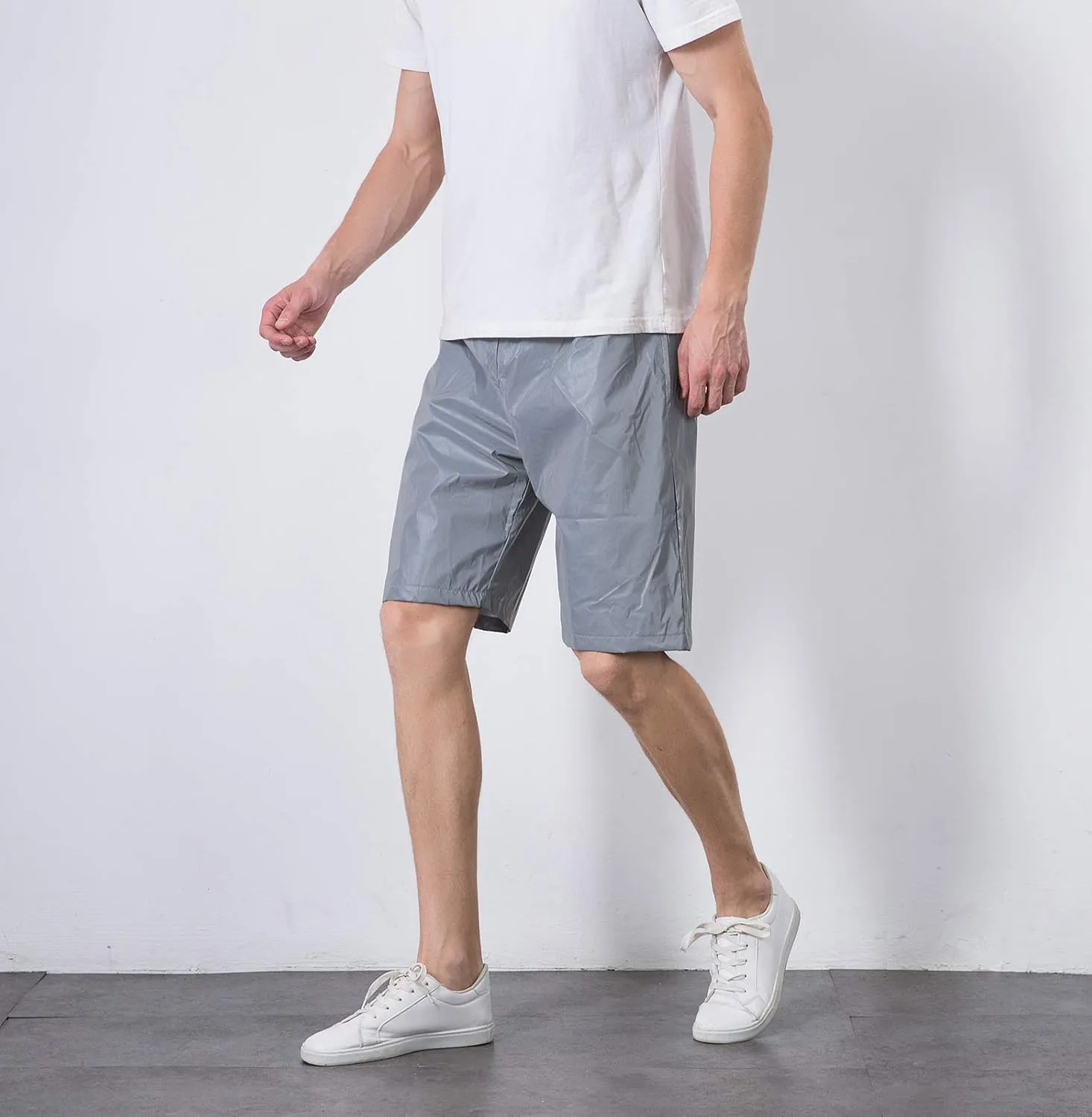 LZLRUN Reflective Shorts Pants Men Fluorescent Trousers Casual Night Jogger