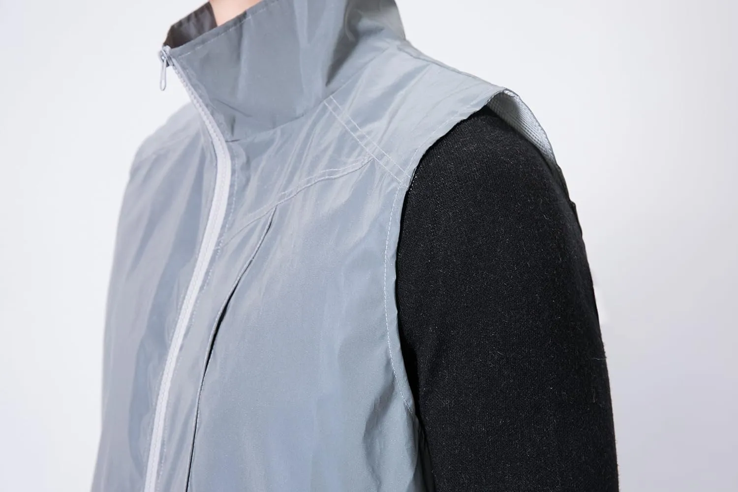 LZLRUN Reflective Vest Jacket Casual Hiphop Windbreaker Night Sporting Coat Hooded Fluorescent Clothing