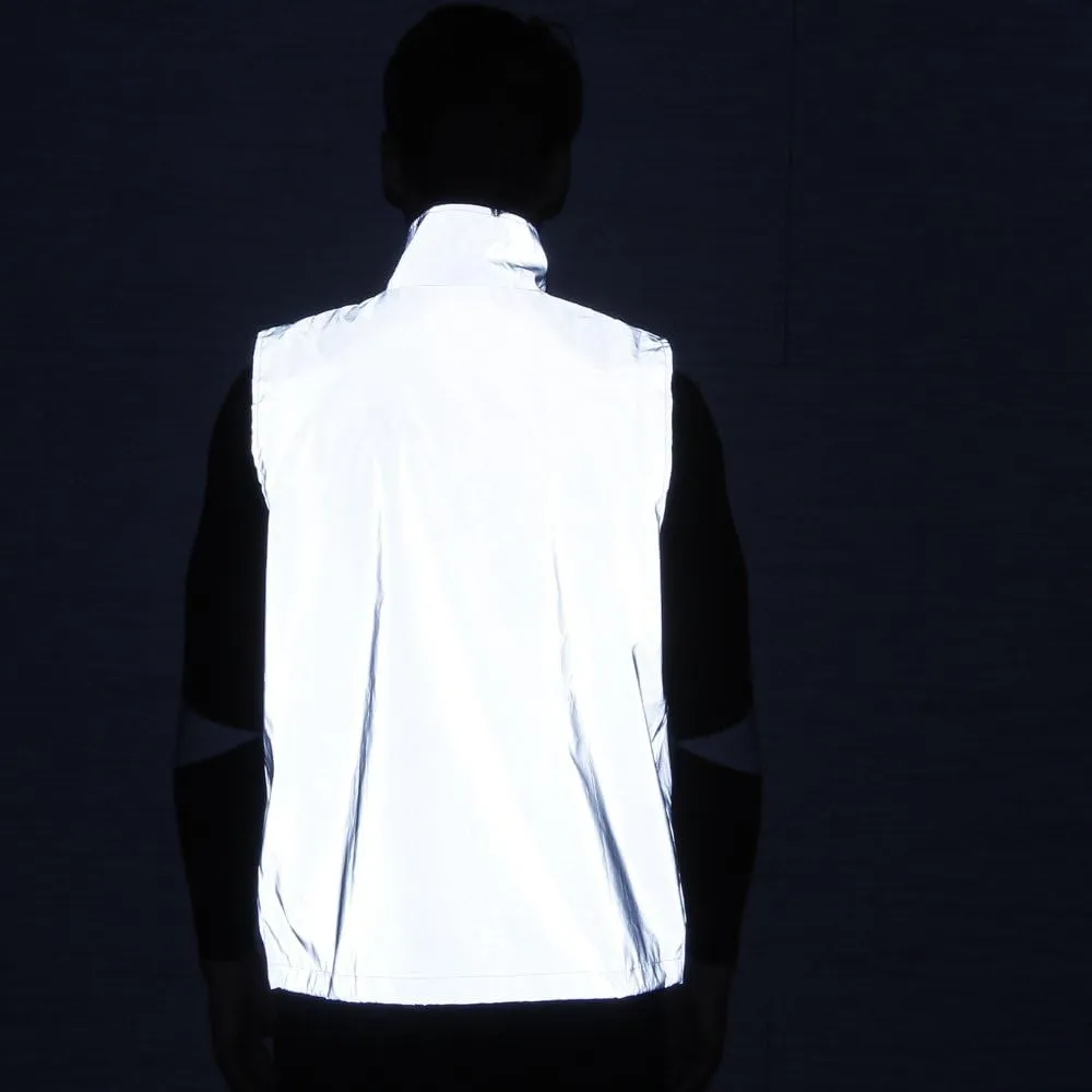 LZLRUN Reflective Vest Jacket Casual Hiphop Windbreaker Night Sporting Coat Hooded Fluorescent Clothing