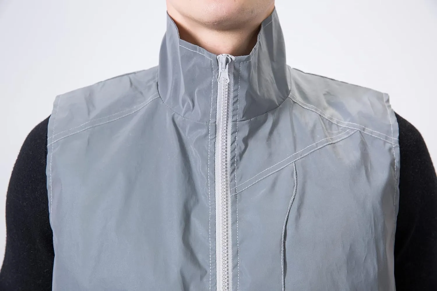 LZLRUN Reflective Vest Jacket Casual Hiphop Windbreaker Night Sporting Coat Hooded Fluorescent Clothing