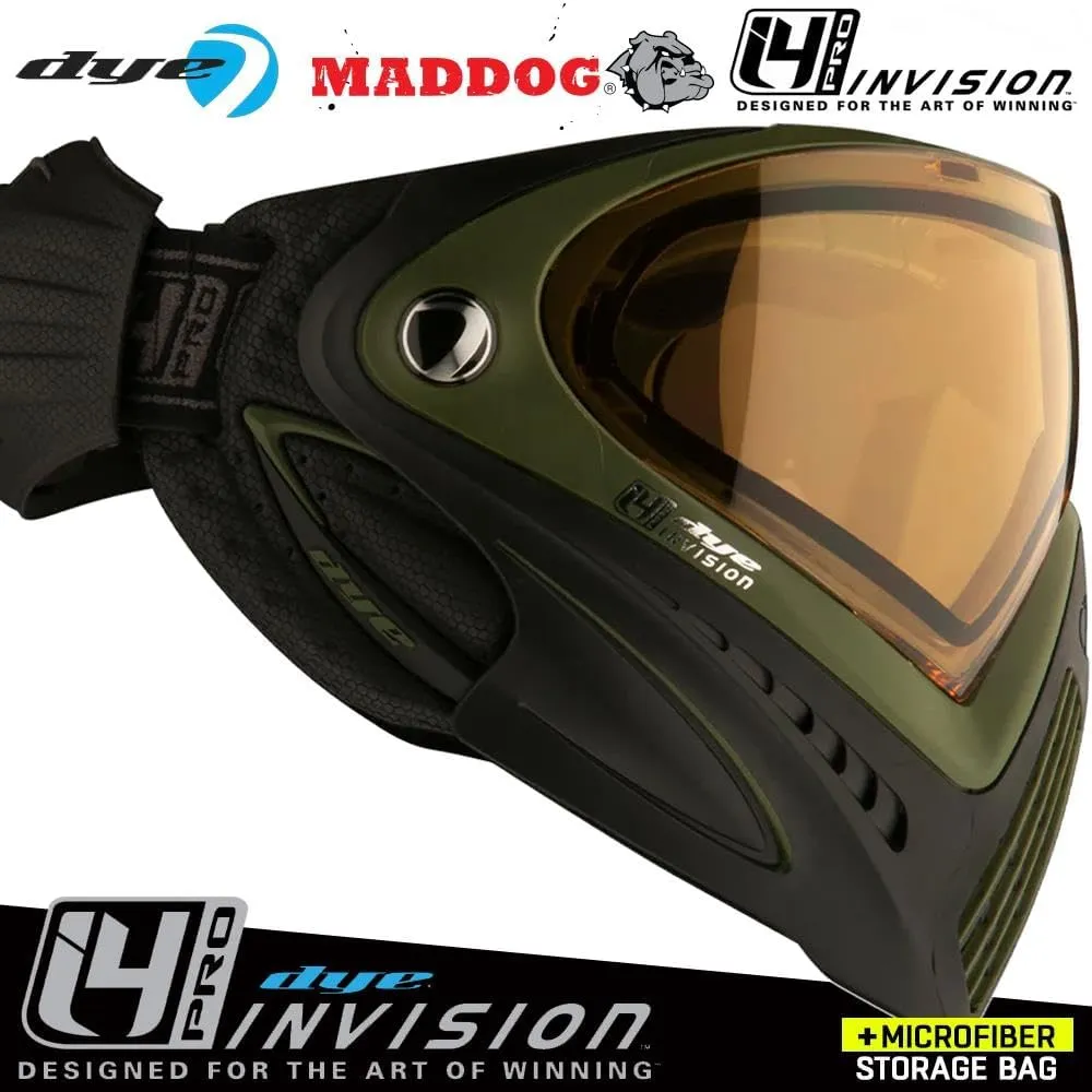 Maddog Dye I4 PRO Thermal Dual-Pane Anti-Fog Lens Paintball Airsoft Mask Goggle System Combo with Microfiber Storage Bag