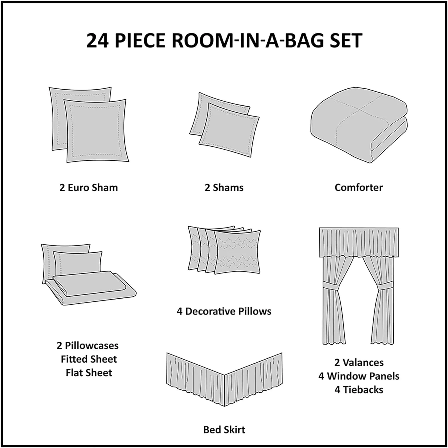 Madison Park Essentials Brystol 24 Piece Room in a Bag Faux Silk Comforter Jacquard Paisley Design Matching Curtains Down Alternative All Season Bedding-Set, King(104 in x 92 in), Navy 24 Piece