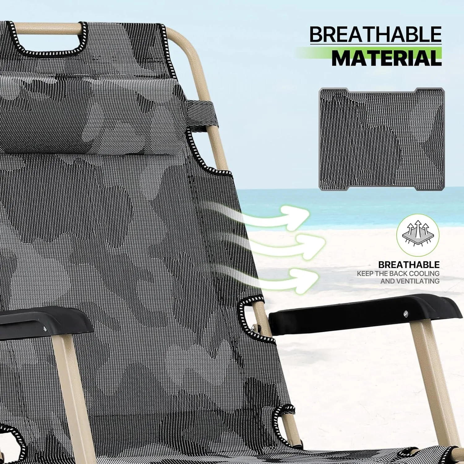 Magshion Folding Reclining 3-Position Patio Chairs Set of 2 Outdoor Lounge Chair with Footrest Folding Portable Outside Recliner Chair for Poolside Backyard Beach, 330 lbs (Camouflage)