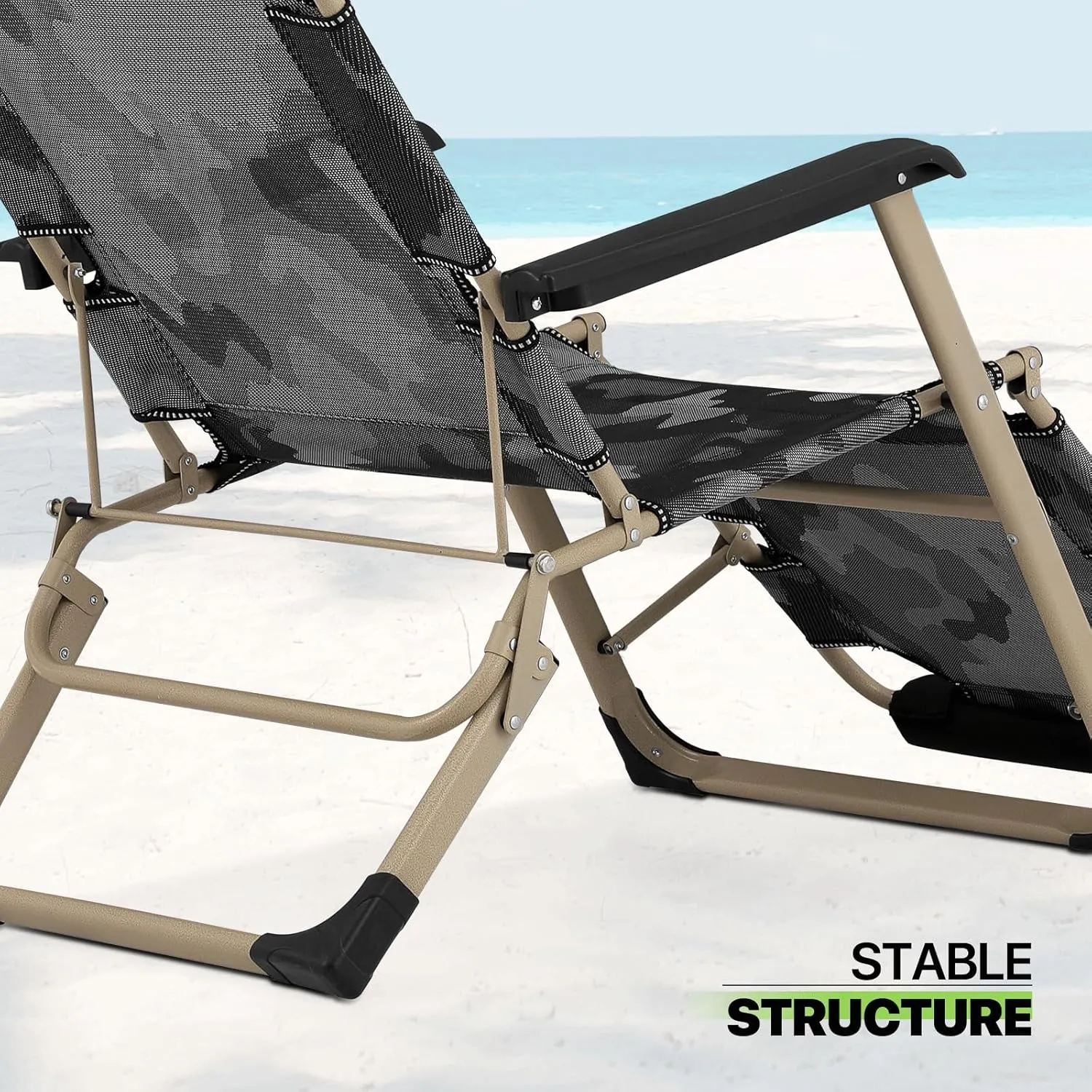 Magshion Folding Reclining 3-Position Patio Chairs Set of 2 Outdoor Lounge Chair with Footrest Folding Portable Outside Recliner Chair for Poolside Backyard Beach, 330 lbs (Camouflage)