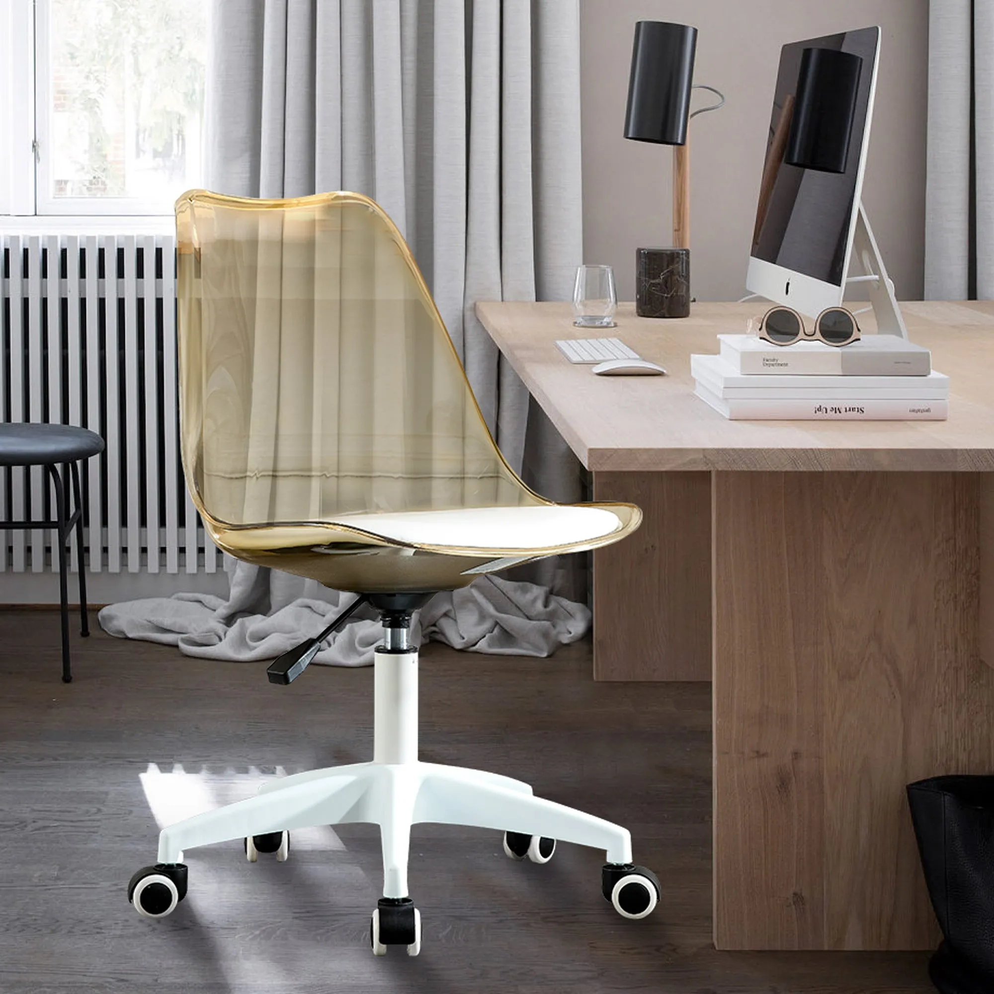 MAICOSY Modern Home Office Desk Chairs Swivel Engineering Adjustable 360° Chair - Amber Brown