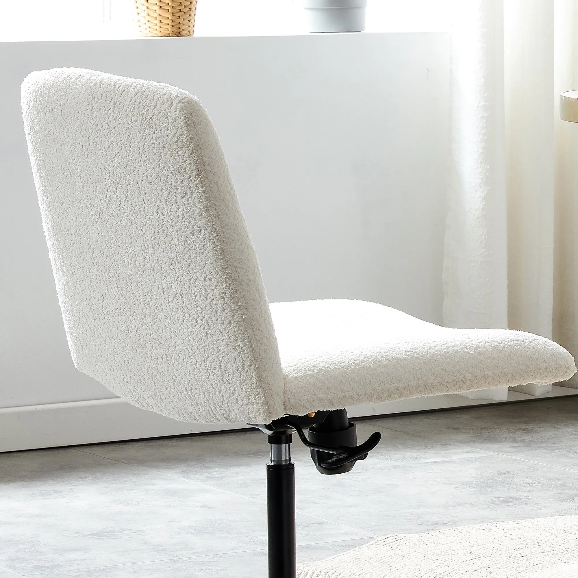 MAICOSY Swivel Home Office Desk Chairs Armless Adjustable 360 Velvet White Chair