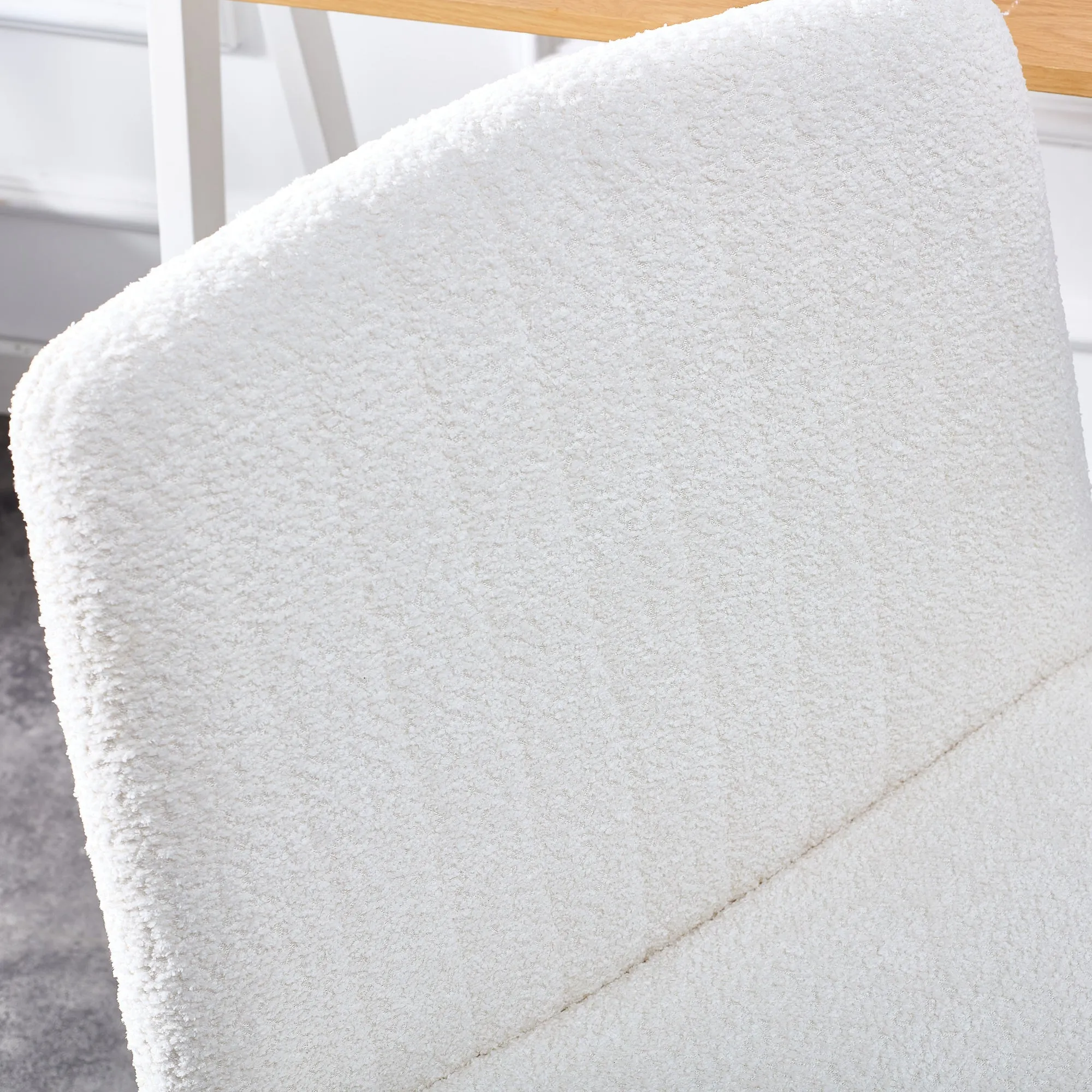 MAICOSY Swivel Home Office Desk Chairs Armless Adjustable 360 Velvet White Chair