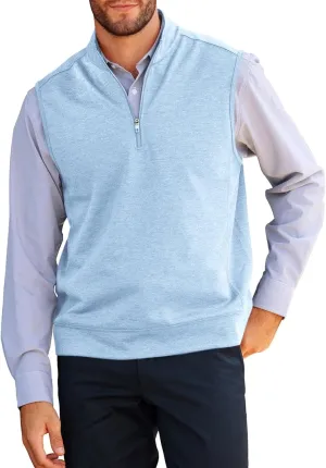 Makkrom Mens Quarter Zip Sleeveless Golf Vest Pullover Stand Collar Casual Vests Outerwear