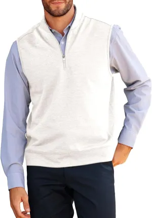 Makkrom Mens Quarter Zip Sleeveless Golf Vest Pullover Stand Collar Casual Vests Outerwear
