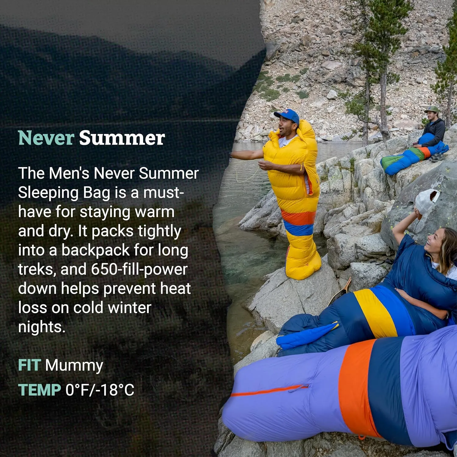 MARMOT Men's Never Summer 0° Sleeping Bag, 650 Fill Down for Camping & Backpacking