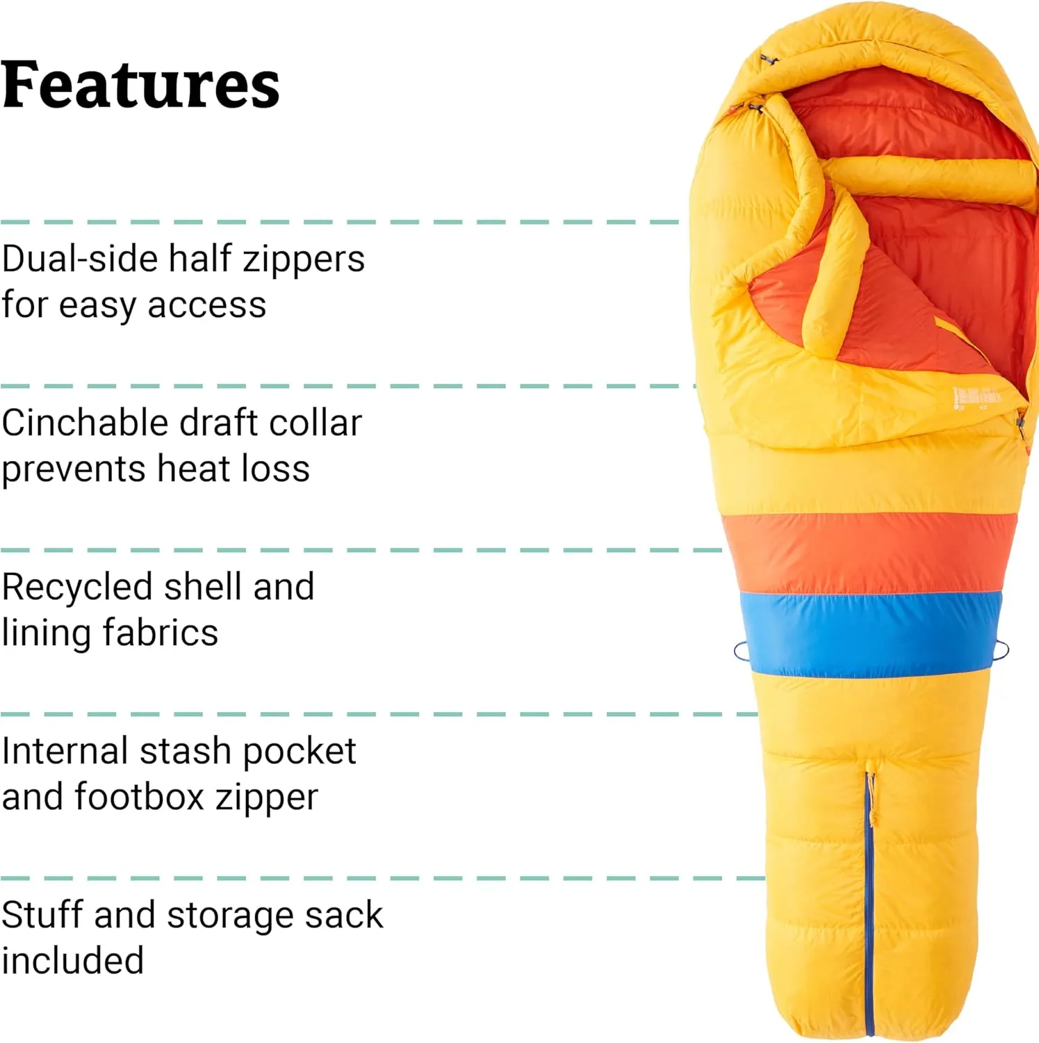 MARMOT Men's Never Summer 0° Sleeping Bag, 650 Fill Down for Camping & Backpacking