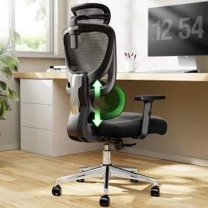 Marsail Ergonomic Office Chair Desk Chair,Gaming Chair with Height Adjustable Lumbar Support,Breathable Mesh Seat Adjustable Swivel Rolling Home Executive, Adjustable Armrest& 90-135°Rocking,Black