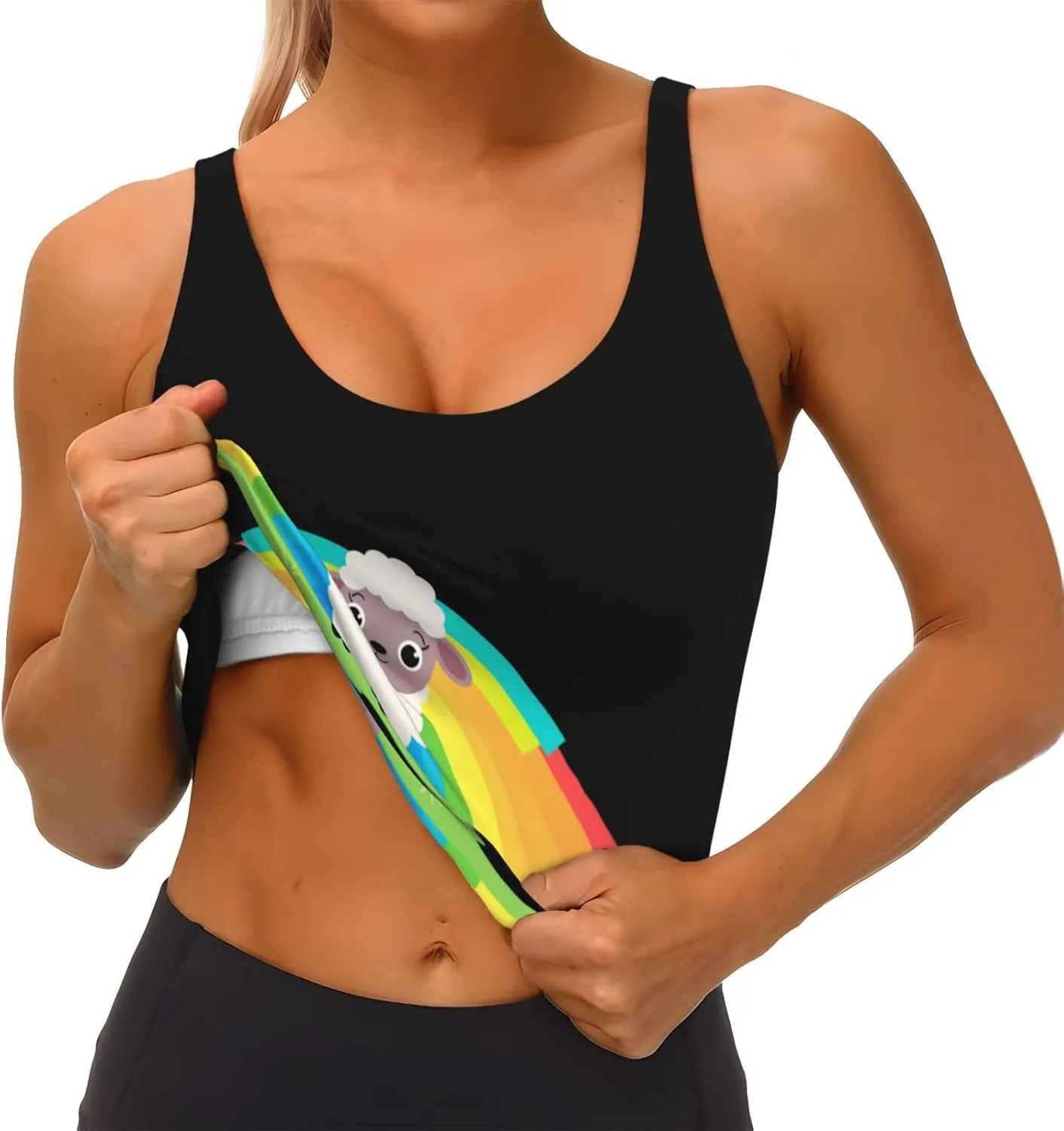 Marshmallows in The Green Grassland Pattern Women's Sports Vest - Yoga Workout Fitness for Women Athletic Tank Tops