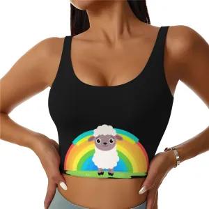 Marshmallows in The Green Grassland Pattern Women's Sports Vest - Yoga Workout Fitness for Women Athletic Tank Tops
