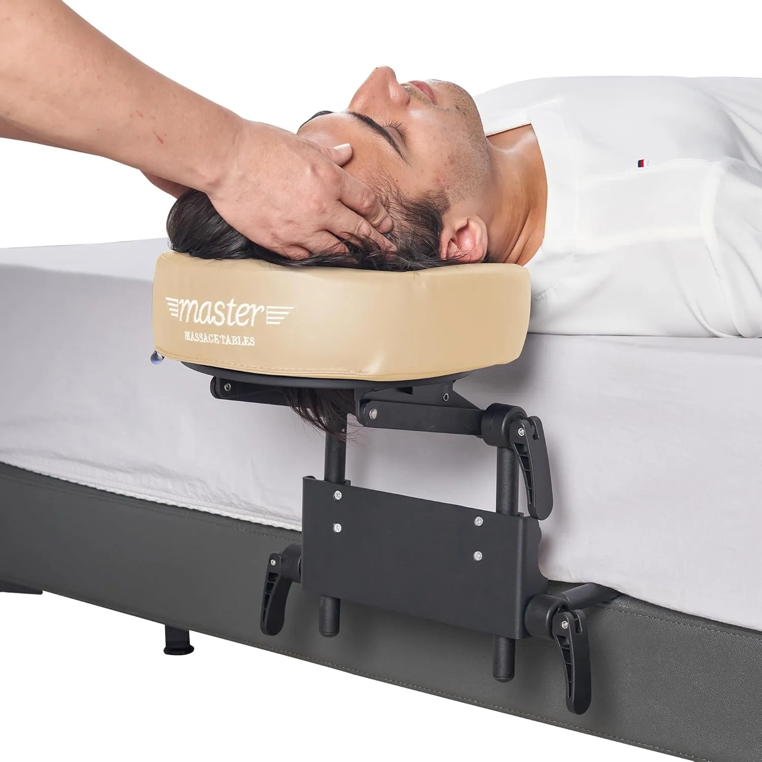 Master Massage Equipment Home Use Sleeping Mattress Bed Top Massage Kit-Adjustable Headrest Face Pillow Down Cradle & Face Cushion Support Bracket, Head Face Rest Support (Cream)