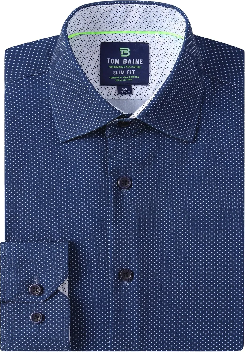 Men Slim Fit Performance Long Sleeve Geometric Casual Button Down Shirt