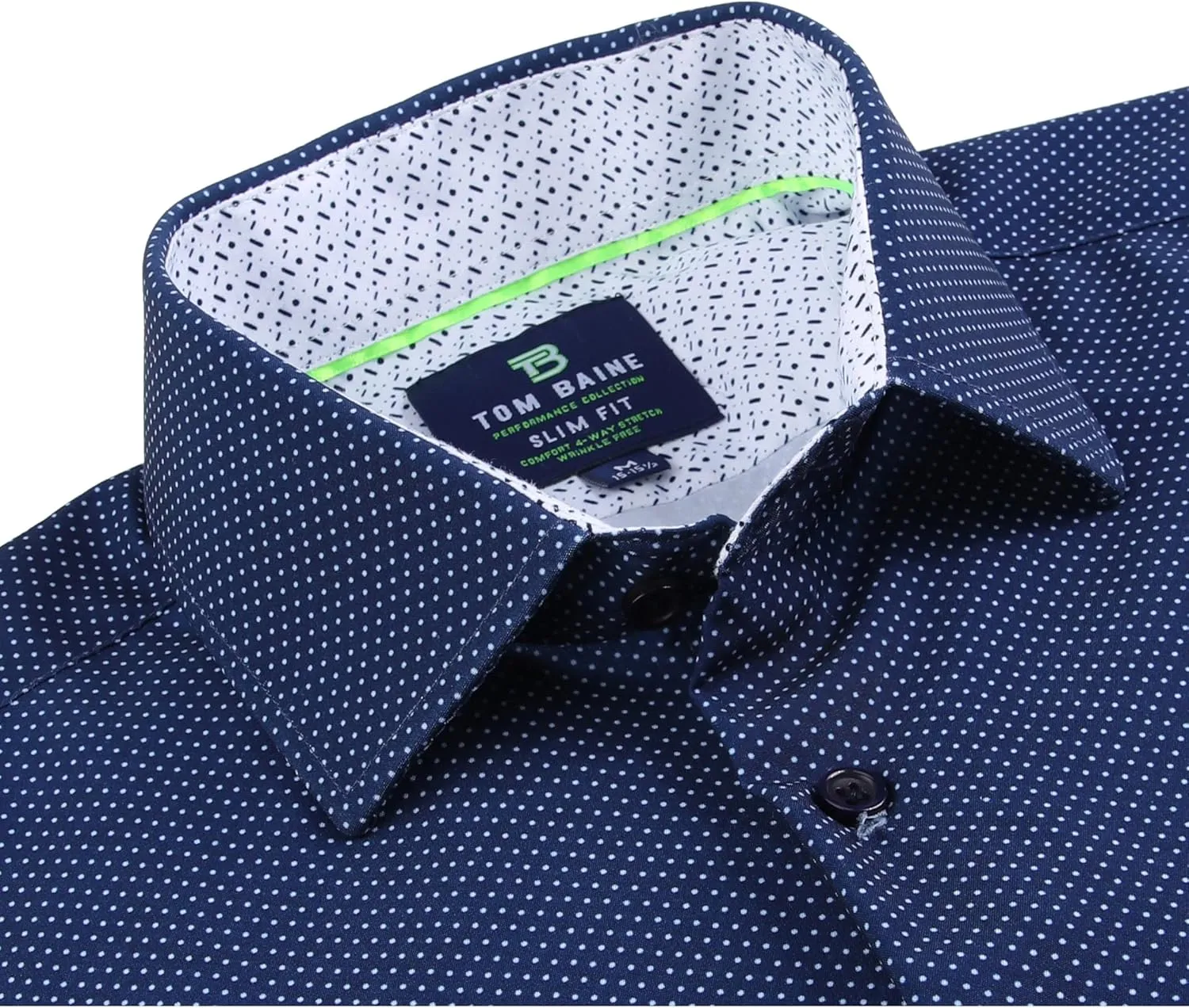 Men Slim Fit Performance Long Sleeve Geometric Casual Button Down Shirt