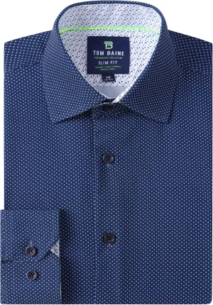 Men Slim Fit Performance Long Sleeve Geometric Casual Button Down Shirt