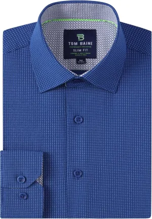 Men Slim Fit Performance Long Sleeve Geometric Casual Button Down Shirt