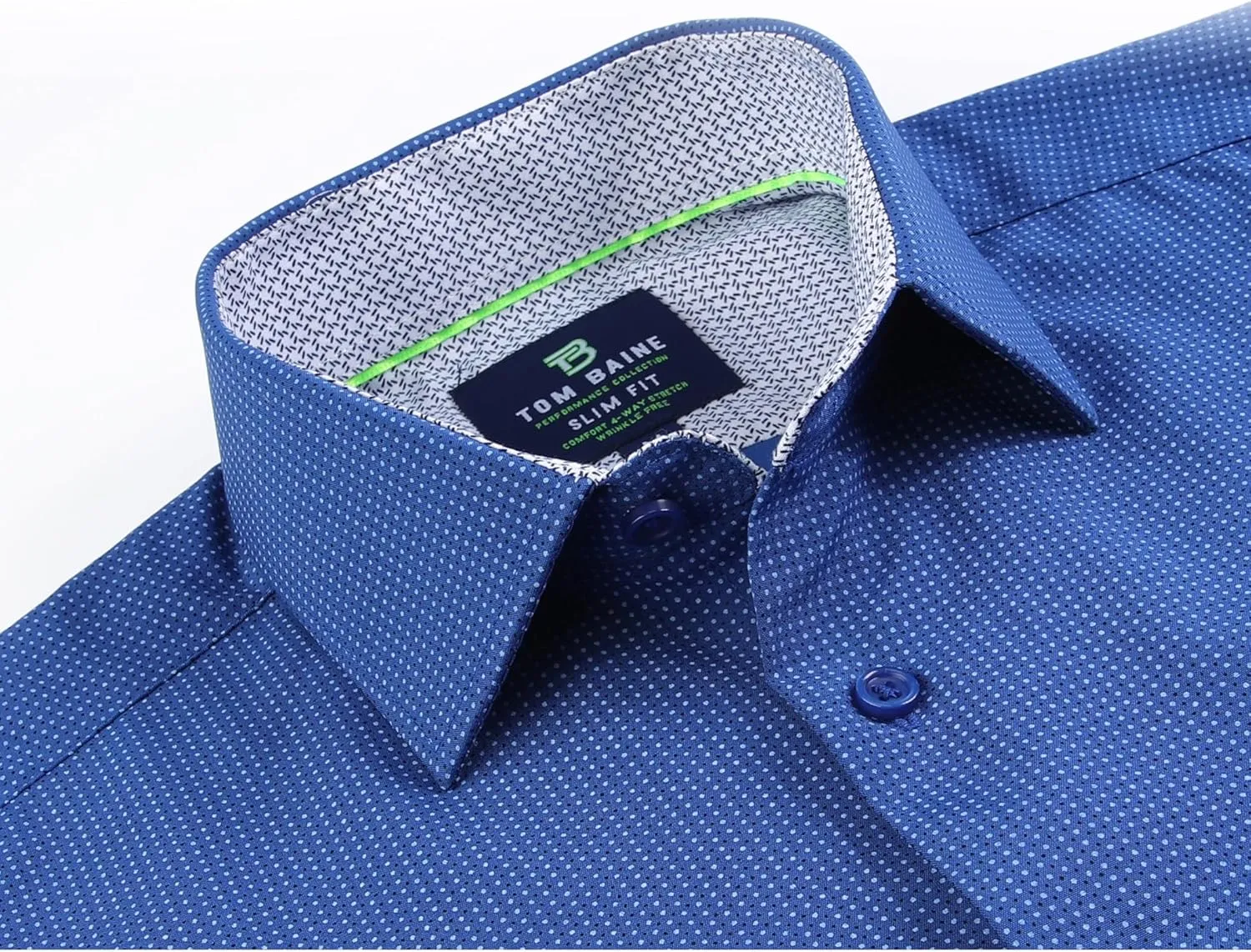 Men Slim Fit Performance Long Sleeve Geometric Casual Button Down Shirt