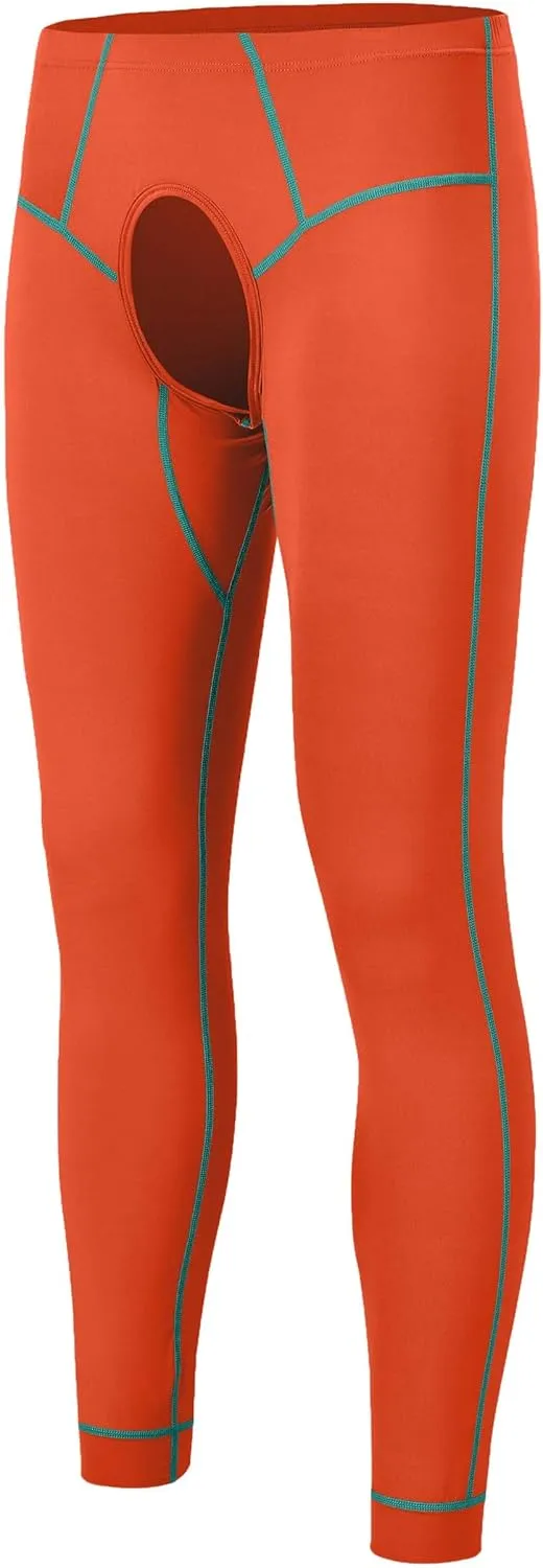 Men Thermal Underwear Open Front Long Johns Without Velvet Autumn and Winter Mens Base Layer Bottoms Leggings