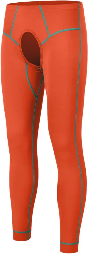 Men Thermal Underwear Open Front Long Johns Without Velvet Autumn and Winter Mens Base Layer Bottoms Leggings