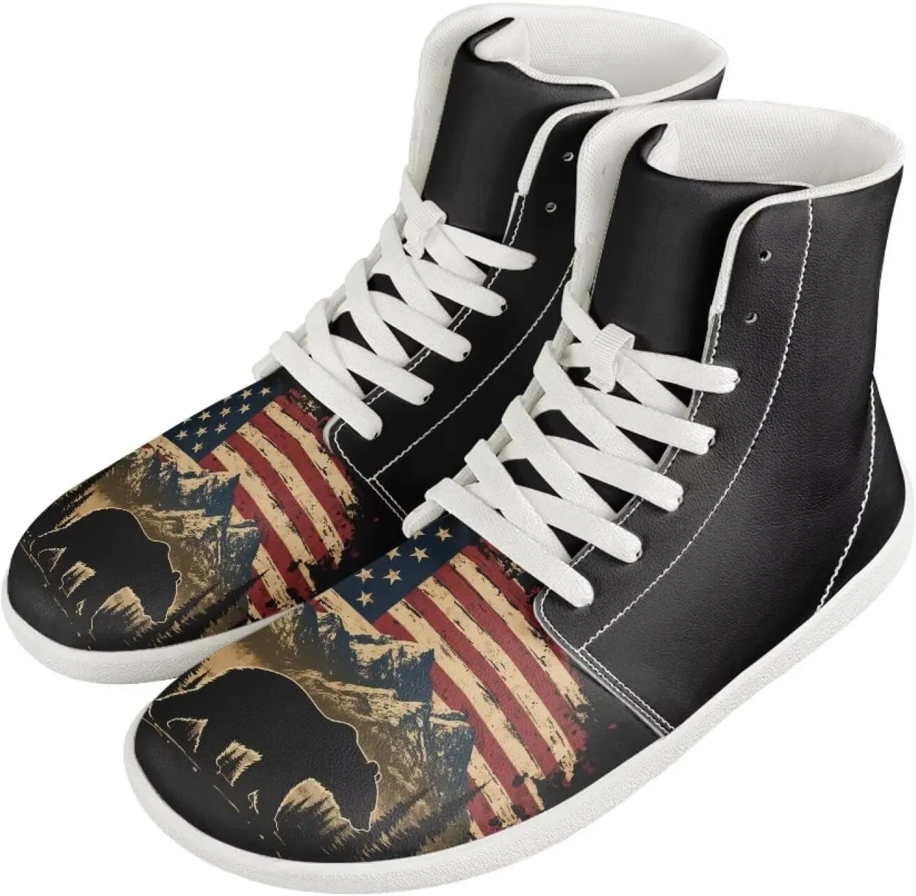 Men's Barefoot Wide Walking Shoes Zero Drop High Top Casual Shoes Lightweight Non Slip Sports Shoes for Adult Boys US 5-14
