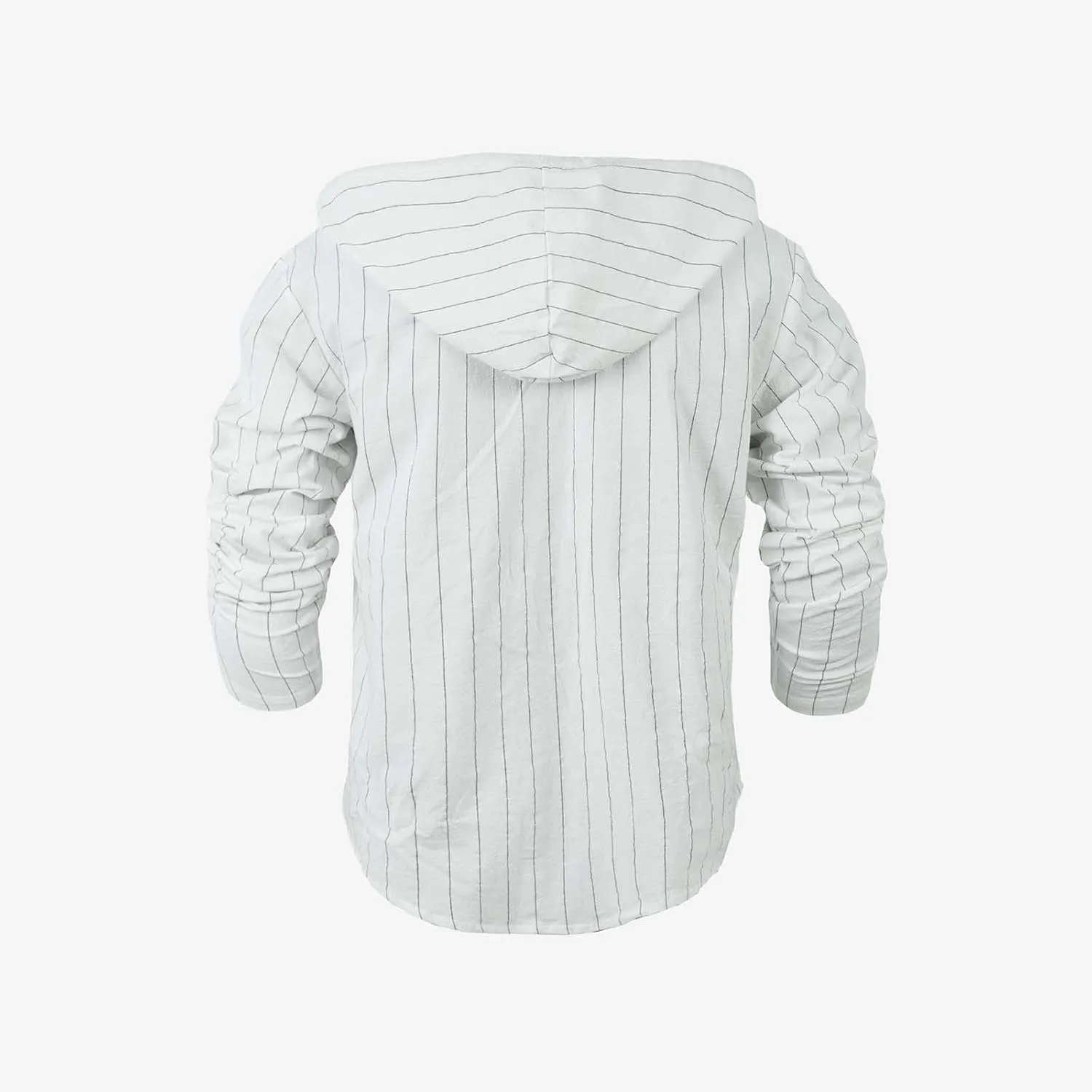 Mens Cotton Linen Hoodies Striped Casual Long Sleeve V Neck Button Down Hooded Shirts Hawaiian Beach Yoga Sweatshirts