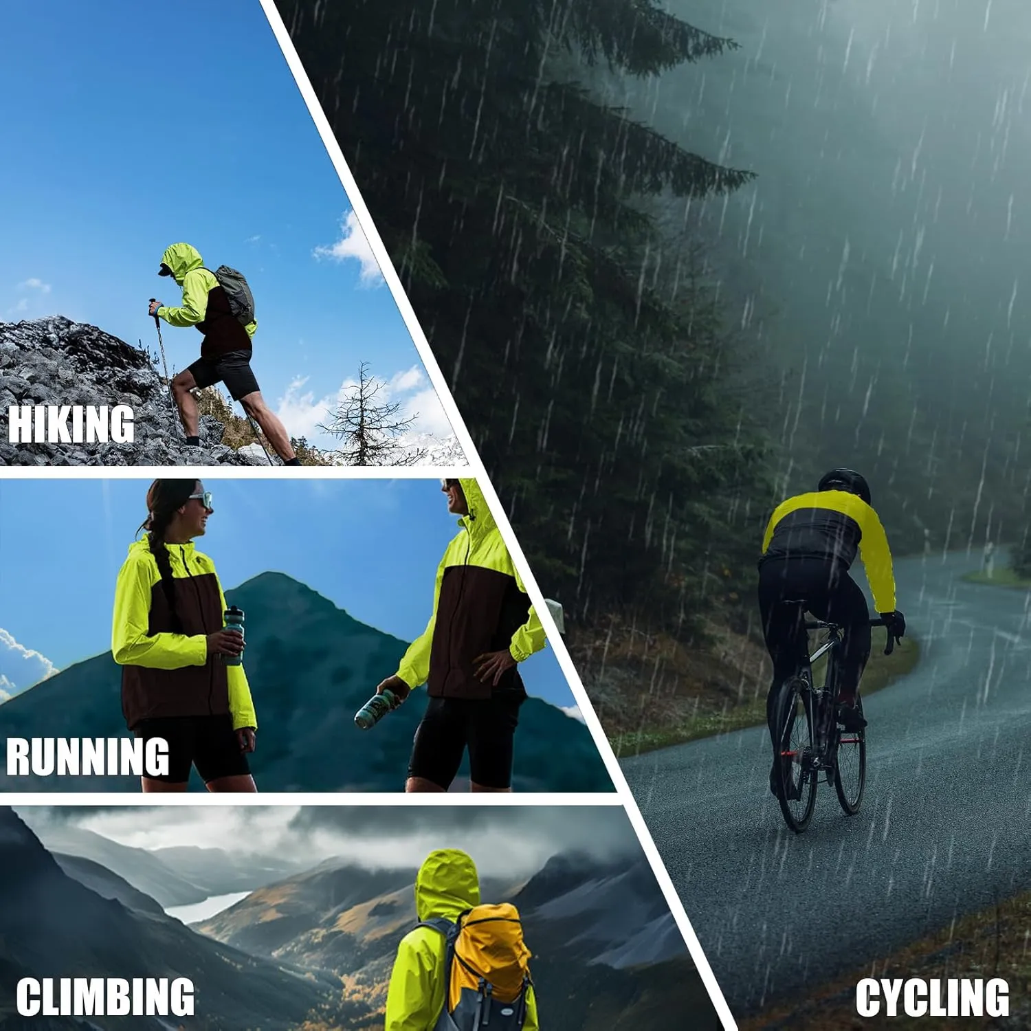 Men's Cycling Jacket Waterproof Windbreaker with Detachable Running Hiking Cycling Vest Packable Reflective