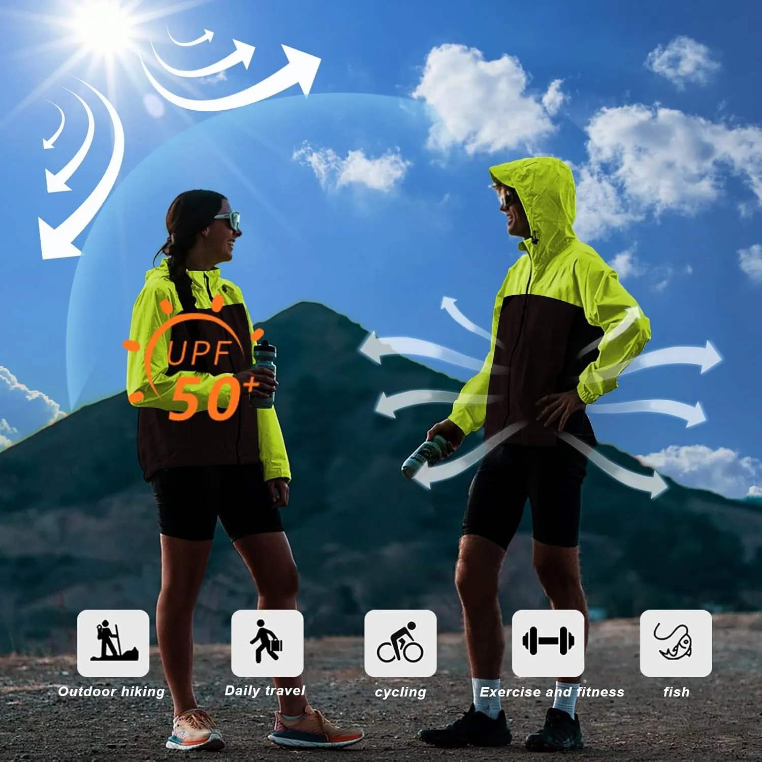 Men's Cycling Jacket Waterproof Windbreaker with Detachable Running Hiking Cycling Vest Packable Reflective