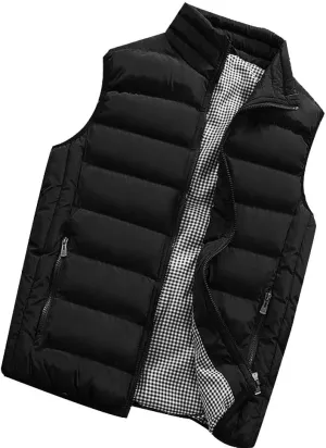 Mens Fleece Vest Winter Fashion Casual Zipper Collar Pocket Hooded Sleeveless Cotton Padded Jacket Vest Top Navy