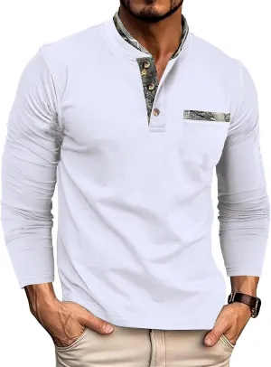 Mens Polo Shirts Long Sleeve Collared Tops Vintage Casual Slim Tshirts Fall Casual Solid Tee Comfy Soft Golf Outfits